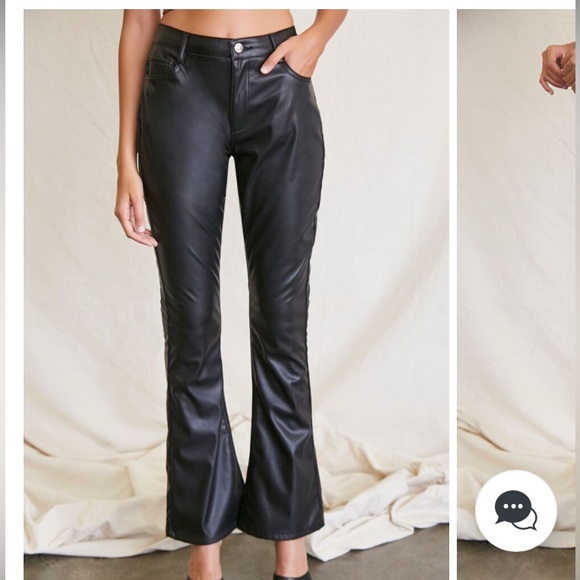 NWOT Vegan Leather High Waisted Flare Pant - Picture 1 of 4